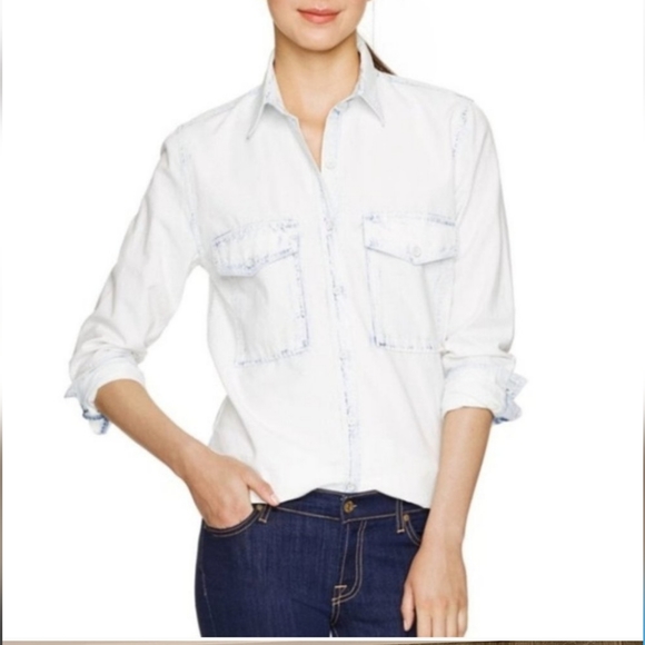 Aritzia Community Veritas Chambray XS Shirt Light Blue - Picture 1 of 13